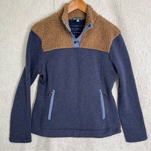 Title Nine Women S Callitrix Fleece Pullover Jacket Blue Brown Long Sleeve Cute